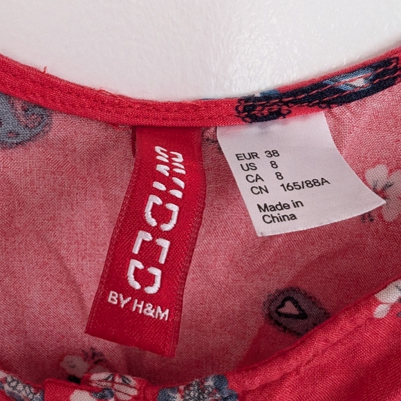 H&M Pink Paisley Button Up Dress Size M - Picture 3 of 3